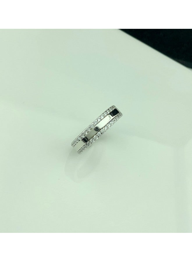 SilverCloseOut Sterling Silver Cz Striped Eternity Ring Size 6 - Image 3