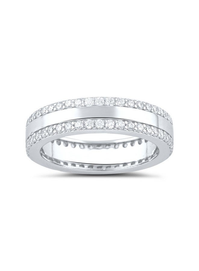 SilverCloseOut Sterling Silver Cz Striped Eternity Ring Size 6 - Image 1