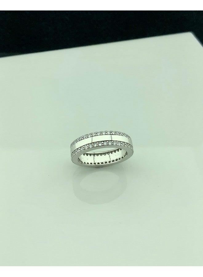 SilverCloseOut Sterling Silver Cz Striped Eternity Ring Size 6 - Image 5