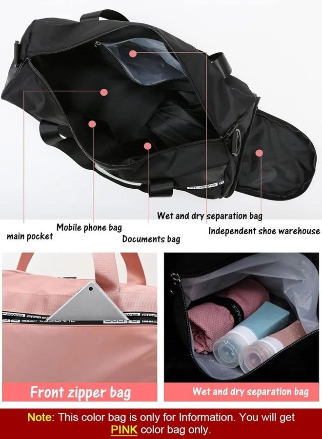 POPLEY Sports Gym Bag with Wet Pocket & Shoes Compartment Travel Duffel Bag for Men and Women Lightweight (Multicolor) (Pink) - Image 5