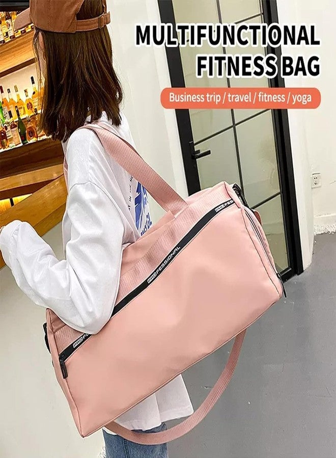 POPLEY Sports Gym Bag with Wet Pocket & Shoes Compartment Travel Duffel Bag for Men and Women Lightweight (Multicolor) (Pink) - Image 2