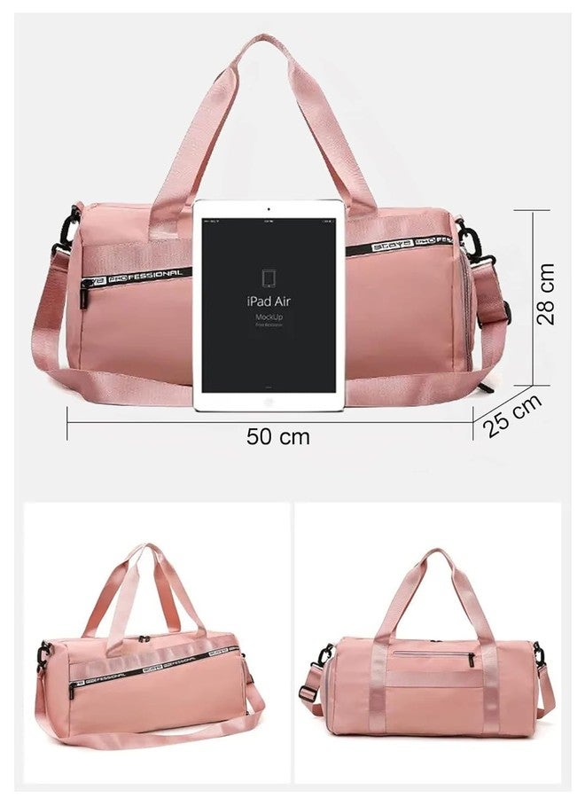 POPLEY Sports Gym Bag with Wet Pocket & Shoes Compartment Travel Duffel Bag for Men and Women Lightweight (Multicolor) (Pink) - Image 3