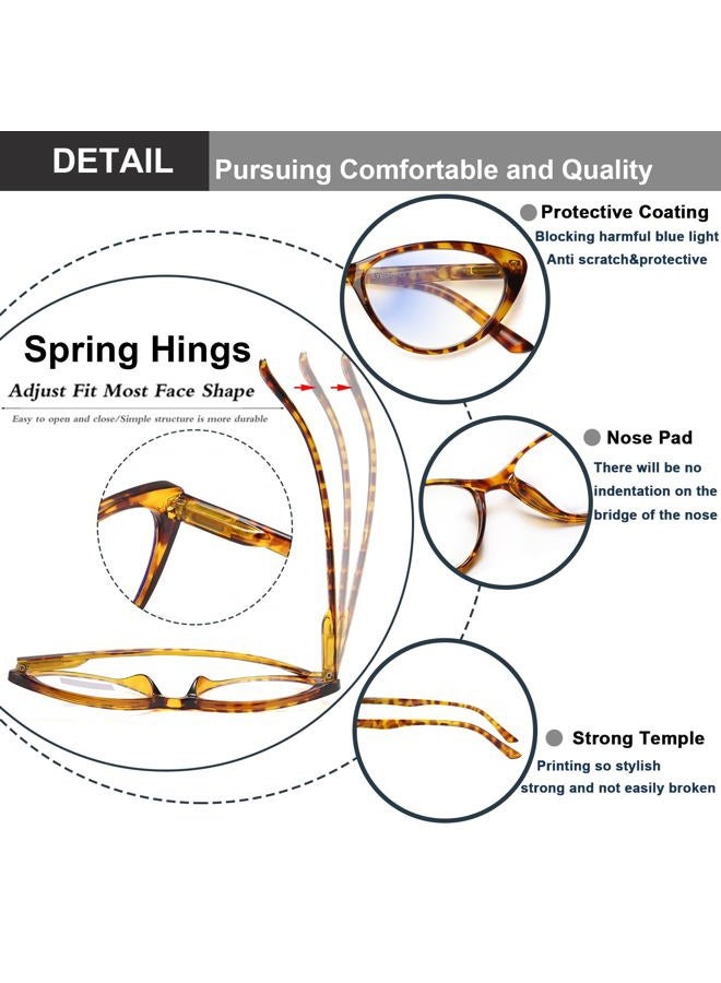 EYEURL 4-Pack Cat Eye Reading Glasses for Women Blue Light Blocking Fashion Computer Glasses Anti-Glare Cat Eye Readers For Women,1.5 - Image 4