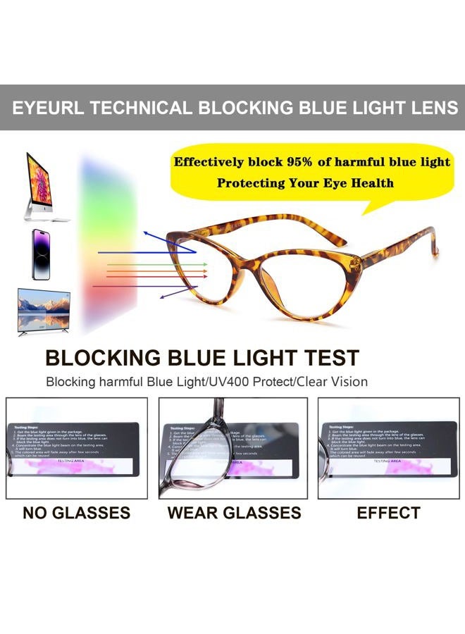EYEURL 4-Pack Cat Eye Reading Glasses for Women Blue Light Blocking Fashion Computer Glasses Anti-Glare Cat Eye Readers For Women,1.5 - Image 5