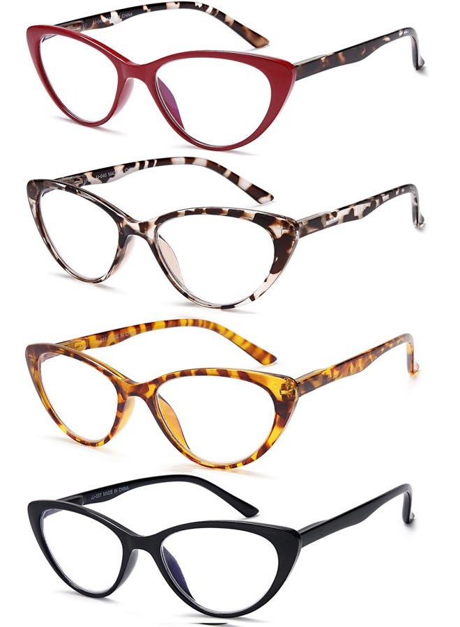 EYEURL 4-Pack Cat Eye Reading Glasses for Women Blue Light Blocking Fashion Computer Glasses Anti-Glare Cat Eye Readers For Women,1.5 - Image 2