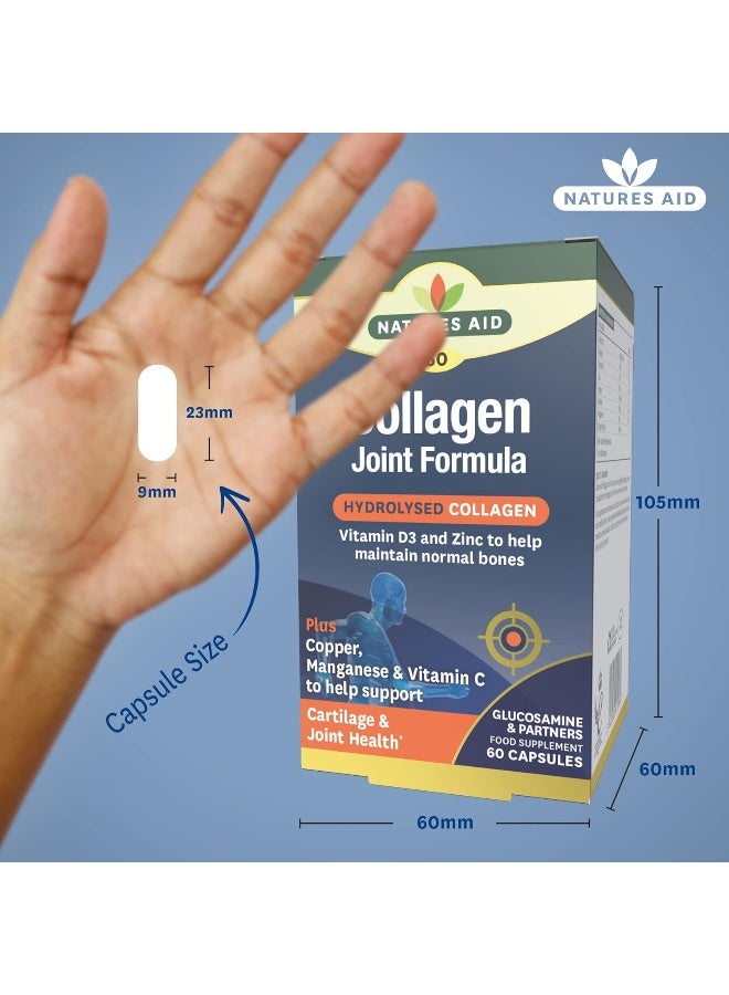 Natures Aid Collagen Joint Formula With Hydrolyzed Collagen | Contains Vitamin D3 & Zinc To Maintain Normal Bones | Copper, Manganese & Vitamin C To Support Cartilage & Joint Health | 60 Capsules - Image 4