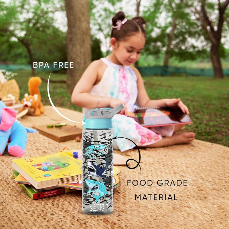 SENS AquaPlay kids Water Bottle with sipper, Food grade, leak proof & BPA free, school & Picnic Bottle | Boys & Girls| 700ml | Shark - Image 2