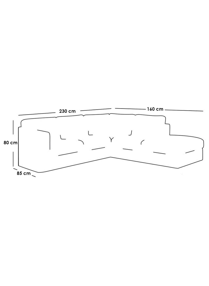 مردود السعودية كنبة زاوية رُكنة على شكل حرف L مقاس 230 / 160 × 85 × 80 سم - رصاصي - STHO1900 - Image 2