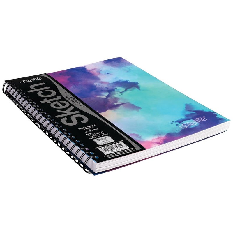 UCreate Fashion Poly Sketch Book, Watercolor Splash, 9" x 12", 1 Count - Image 4