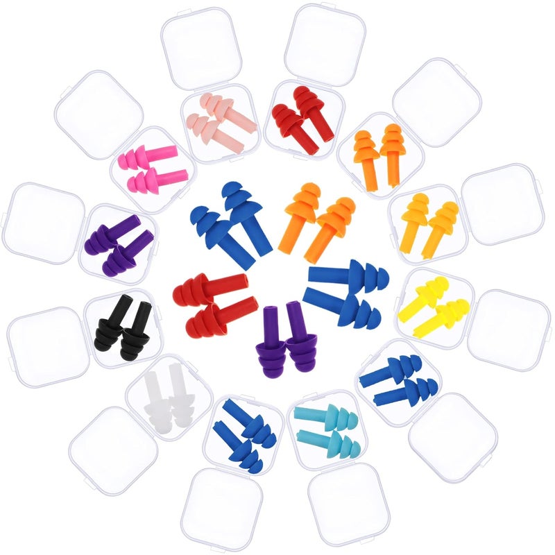 VORVEN Reusable Silicone Earplugs, Noise Reduction Ear Plugs, Suitable for Sleeping, Swimming, Snoring, Concerts, Airplanes, Travel, Work -8 Pair Random Color - Image 2