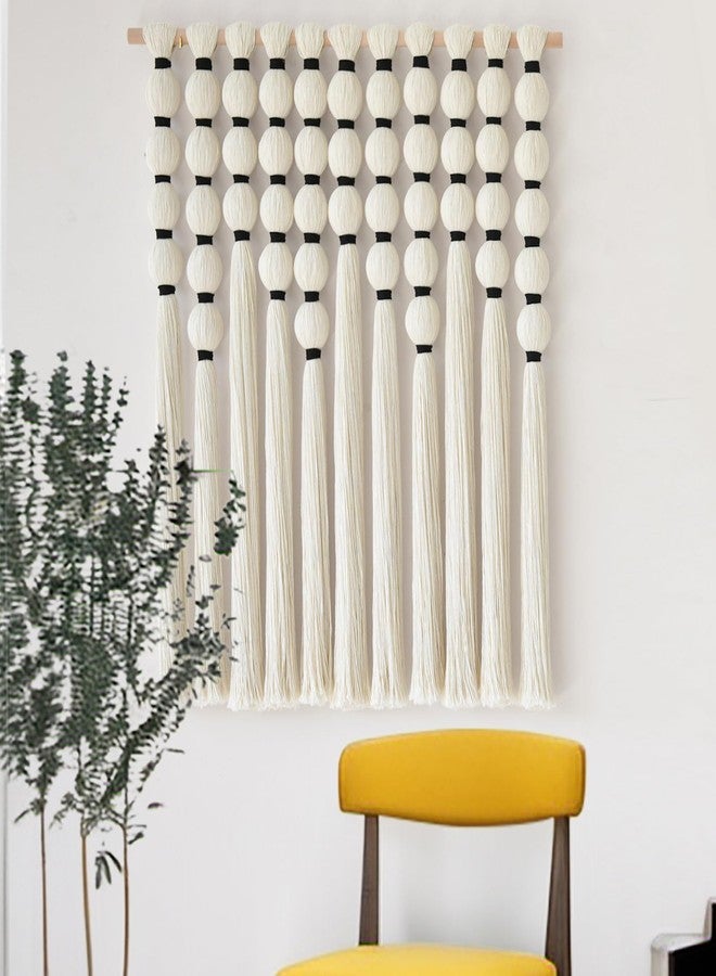 IOWER Macrame Wall Hanging 27" W x 31" L Boho Wall Decor Sphericity Cotton Textile Wall Hanging Art Fiber Yarn Art Handmade Detachable Assembly - Image 1