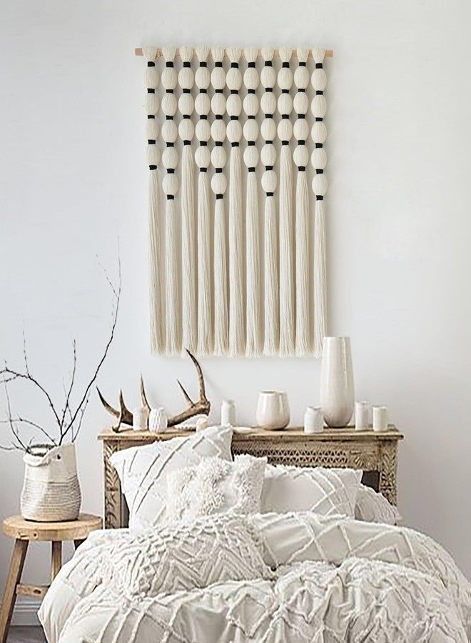 IOWER Macrame Wall Hanging 27" W x 31" L Boho Wall Decor Sphericity Cotton Textile Wall Hanging Art Fiber Yarn Art Handmade Detachable Assembly - Image 2