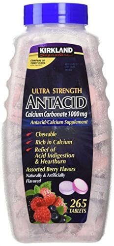 Kirkland Signature Ultra Strength Antacid Calcium Carbonate 1000 MG Assorted Berry Flavors 265 Tablets