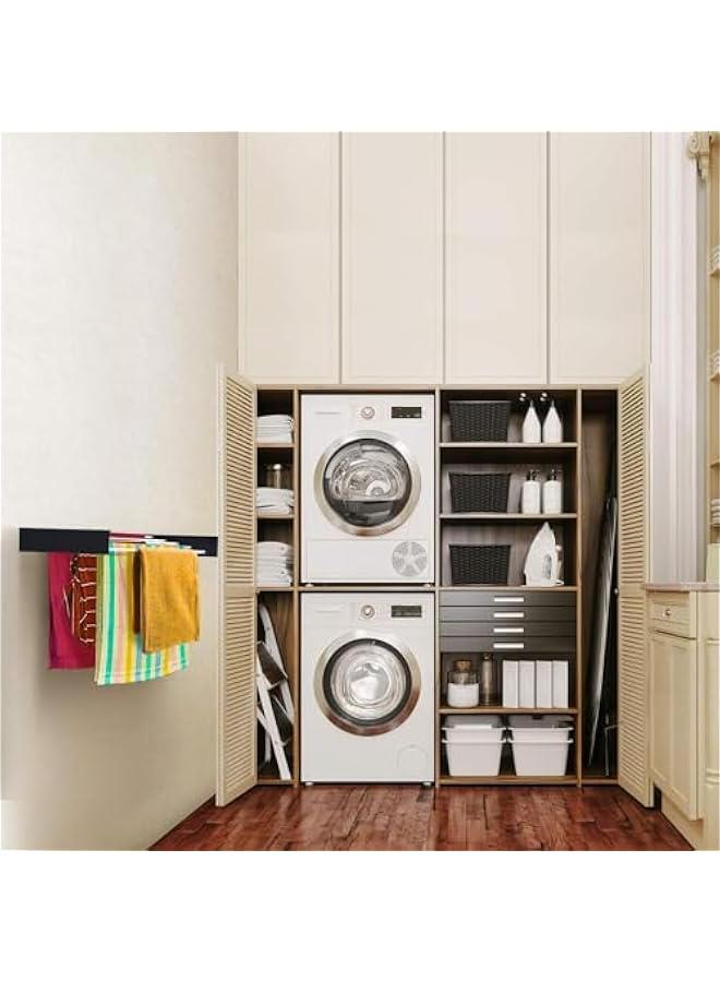 HOOKOR Laundry Drying Rack Collapsible, Wall Mounted Drying Rack, Clothes Drying Rack, Retractable Drying Rack, 31.5 Wide, 13.2 Linear Ft, 5 Aluminum Rods, 60 lb Capacity (Black, 40 In) - Image 3