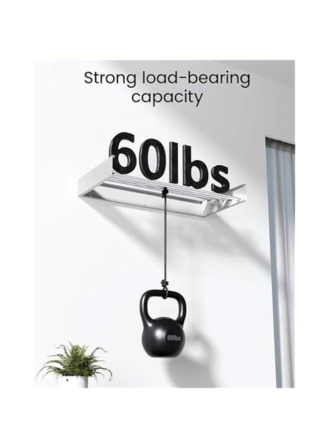 HOOKOR Laundry Drying Rack Collapsible, Wall Mounted Drying Rack, Clothes Drying Rack, Retractable Drying Rack, 31.5 Wide, 13.2 Linear Ft, 5 Aluminum Rods, 60 lb Capacity (Black, 40 In) - Image 2