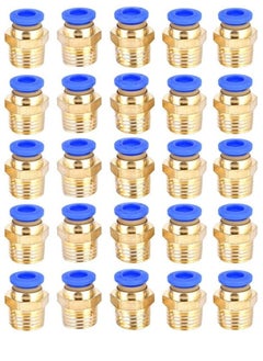 KASTWAVE 25pcs G1/4 pc6-02 Pneumatic Push Quick Male Connector Air Quick Fittings Adapter for Quick Connection for Pipe and Pneumatic Tools  - Image 1