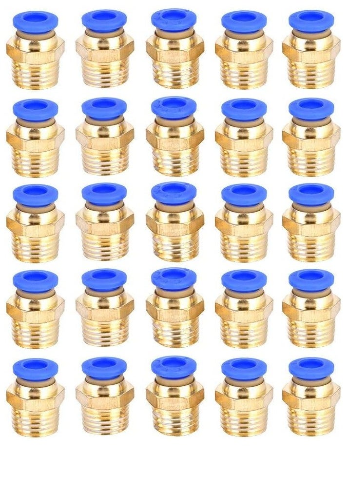 KASTWAVE 25pcs G1/4 pc6-02 Pneumatic Push Quick Male Connector Air Quick Fittings Adapter for Quick Connection for Pipe and Pneumatic Tools  - Image 1