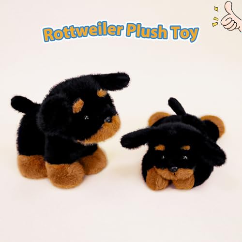 PEACH CAT Rottweiler Dog Stuffed Animal Cute Puppy Plushies Small Plush Toys Gifts for Kids Black - Image 5