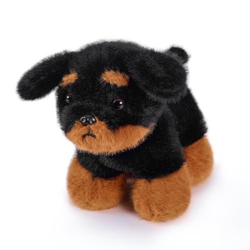 PEACH CAT Rottweiler Dog Stuffed Animal Cute Puppy Plushies Small Plush Toys Gifts for Kids Black - Image 1