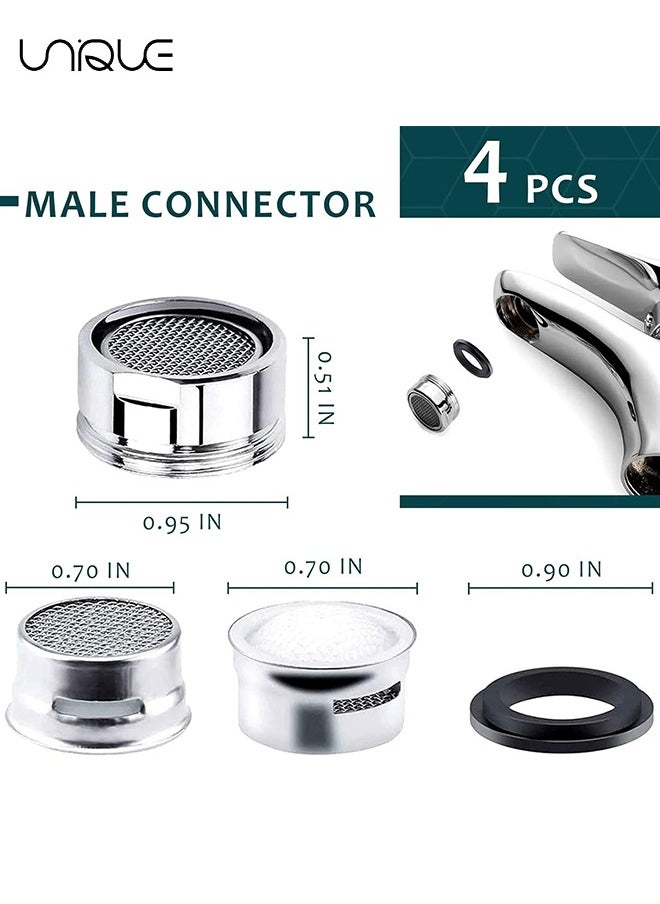Unique 4 Pcs Splash-Proof Faucet Nozzle Filter for Bathroom Kitchen Sink Spray Tap Attachment Single Handle High Arc Pull Out Taps Swivel Aerator（24 mm）  - Image 3