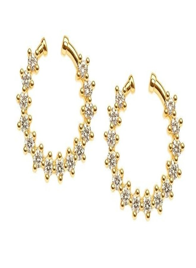 RUVEE Gold Plated Non-Piercing Nose Ring for Women | Multicolor Stone Septum Screw | Non-Piercing | Traditional Indian Bridal & Event Wear Nose Jewelry (GWhite) 2 Pcs Gold