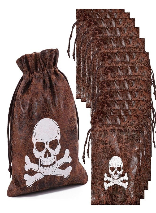 RICHNESS Pirate Goodie Bags 4.5 x 6.5 Inches Drawstring Faux Cow Skin Pirate Loot Bags for Pirate Party Favors Pack of 24 - Image 1