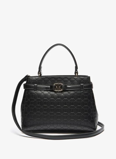 ايل Women's Monogram Embossed Tote Bag with Zip Closure and Grab Handle