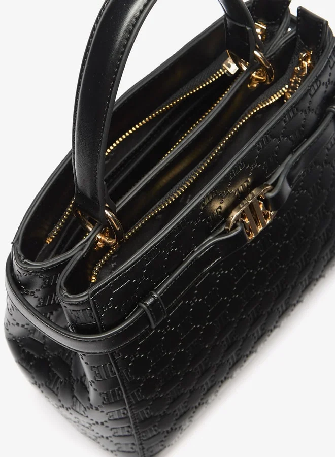 ايل Women's Monogram Embossed Tote Bag with Zip Closure and Grab Handle