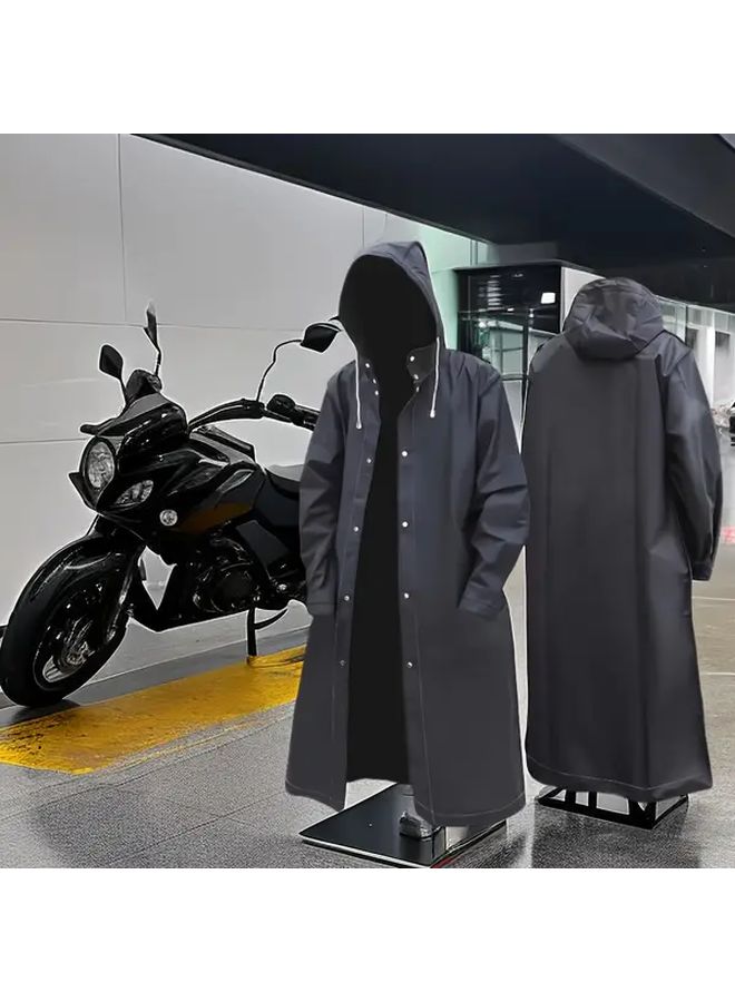 Black Hooded Waterproof Raincoat For Adults Outdoor Cycling Fishing Motorcycle - Image 2