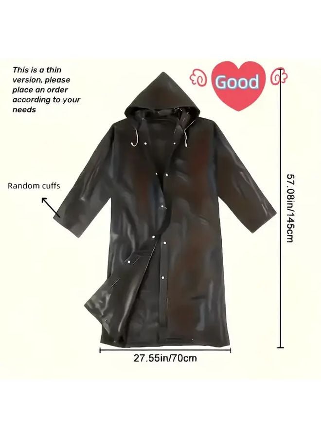 Black Hooded Waterproof Raincoat For Adults Outdoor Cycling Fishing Motorcycle - Image 1