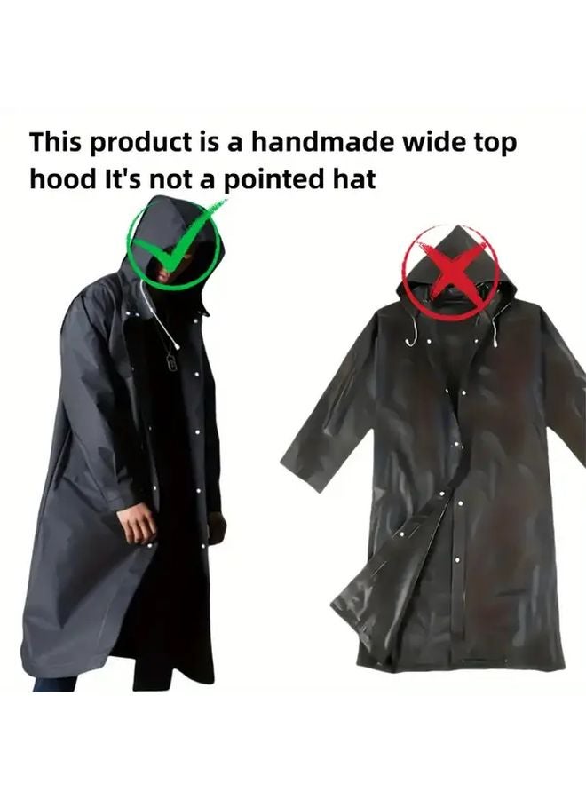 Black Hooded Waterproof Raincoat For Adults Outdoor Cycling Fishing Motorcycle - Image 3