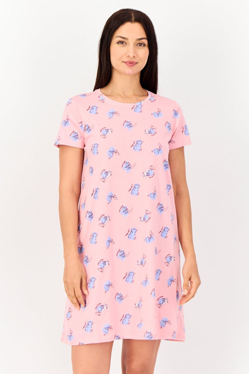 zivame فستان نوم بطبعة حيوانات بياقة دائرية للنساء، متعدد الألوان - Image 1