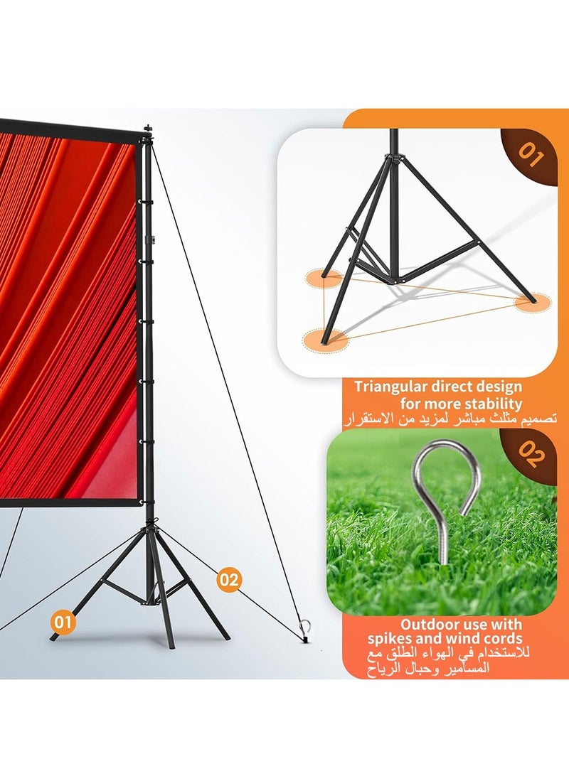 FlashHawk 100 inch 16:9 Outdoor and Indoor Portable Projector Screen with 2.6M High Tripod Stands - Image 5
