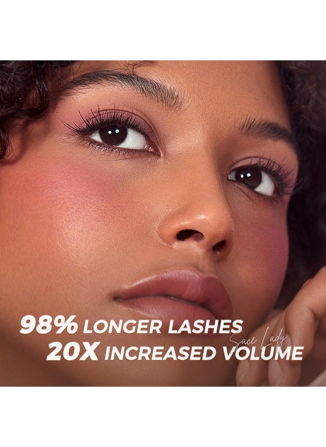 SACE LADY - SACE LADY Waterproof Mascara with Lash Curler Volume and Length, Black No Clump Lift Lash Mascara, Lasting Smudge-proof Natural Looking Curl Eye Makeup Set, Cruelty Free, 0.28Oz - Image 1