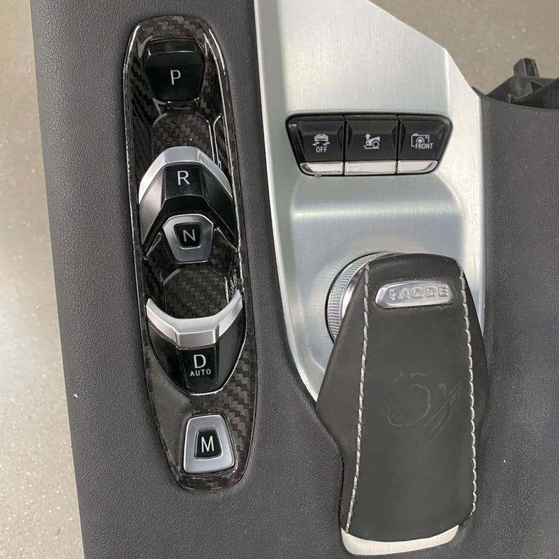 Yipmotiv Car Genuine Carbon Fiber Console Gear Shift Button Panel for Corvette C8 Z51 Z06 Stingray Coupe 2020 2021 2022 2023 2024,C8 Interior P D Auto M Button Frame(Black Carbon Whole) - Image 2