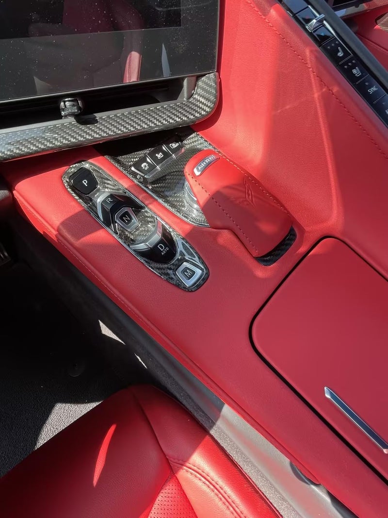 Yipmotiv Car Genuine Carbon Fiber Console Gear Shift Button Panel for Corvette C8 Z51 Z06 Stingray Coupe 2020 2021 2022 2023 2024,C8 Interior P D Auto M Button Frame(Black Carbon Whole) - Image 4