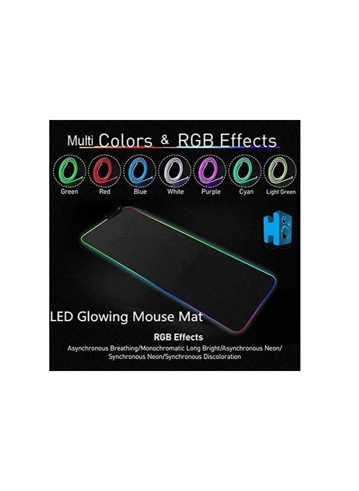 Generic - Large mouse pad with wonderful RGB lighting, smooth non-slip surface, rubber base for mouse and keyboard 30 x 80 cm for gaming - Image 1
