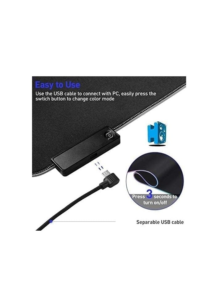 Generic - Large mouse pad with wonderful RGB lighting, smooth non-slip surface, rubber base for mouse and keyboard 30 x 80 cm for gaming - Image 1