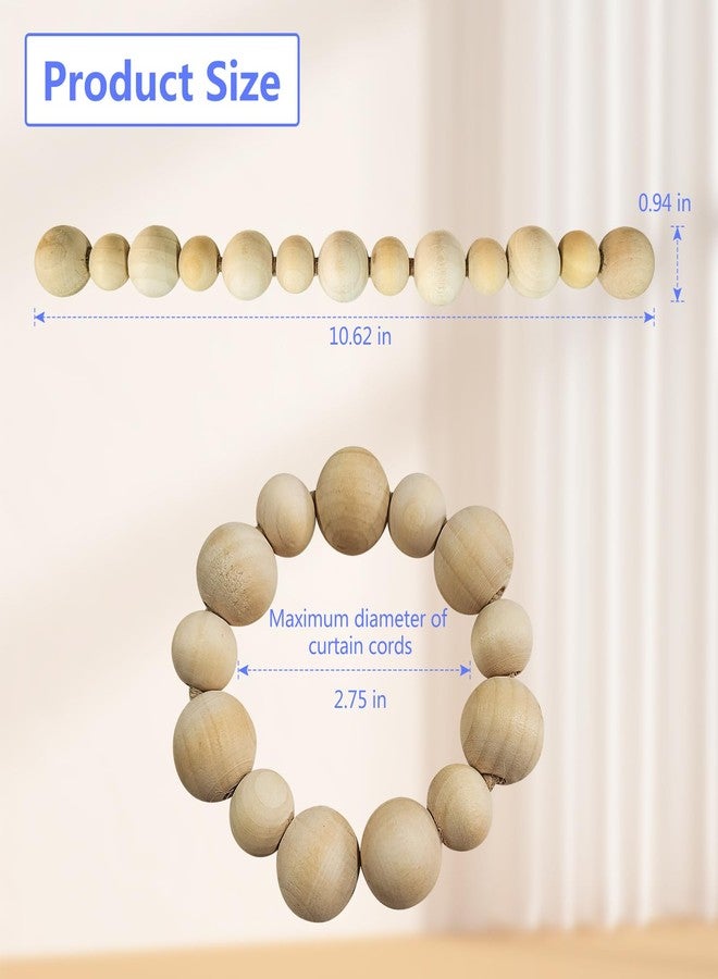 Rddconkit 4 Pcs Wood Beads Curtain Holdbacks,Boho Curtain Tiebacks,Outdoor Farmhouse Tie Backs for Curtains,Curtain Holders for Home Office Room Decor (Wooden Bead) - Image 2