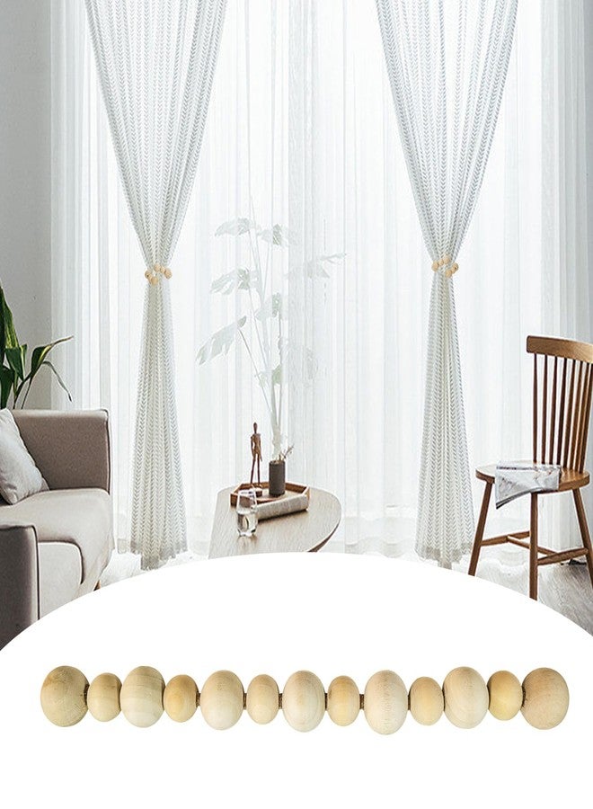 Rddconkit 4 Pcs Wood Beads Curtain Holdbacks,Boho Curtain Tiebacks,Outdoor Farmhouse Tie Backs for Curtains,Curtain Holders for Home Office Room Decor (Wooden Bead) - Image 5