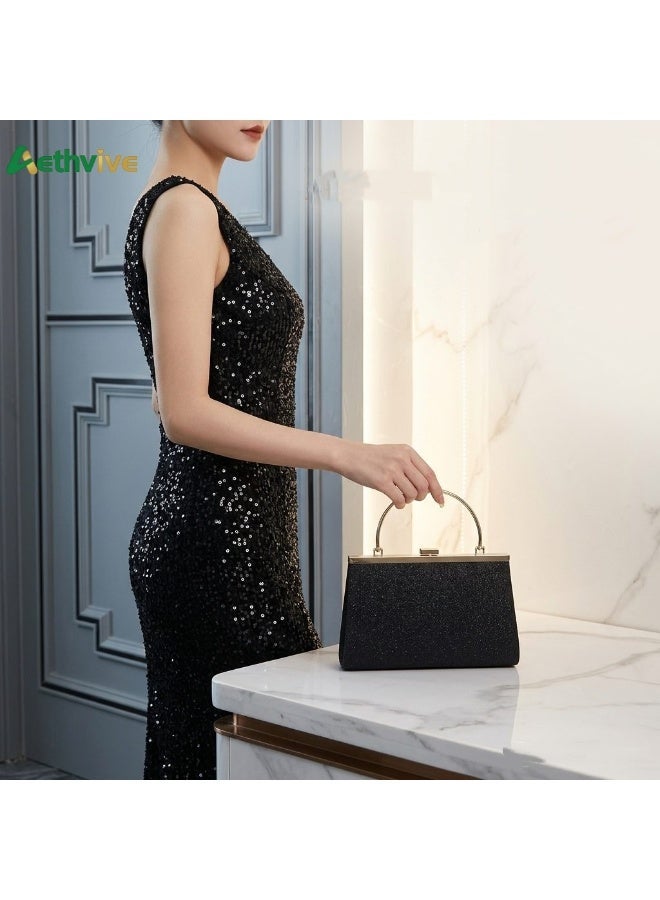 أيث الحيوية حقيبة قبضل المساء الفاخرة الأنيقة ، محفظة قبضل أنيقة للنساء مع سلسلة قابلة للفصل ، حقيبة حفل رسمية فاخرة لحفلات الزفاف والعشاء والمناسبات الخاصة - Image 1