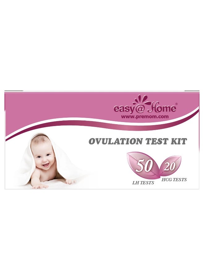 Easy Home Easy@Home, Ovulation Test Kit, 50 LH Tests, 20 HCG Tests  - Image 1
