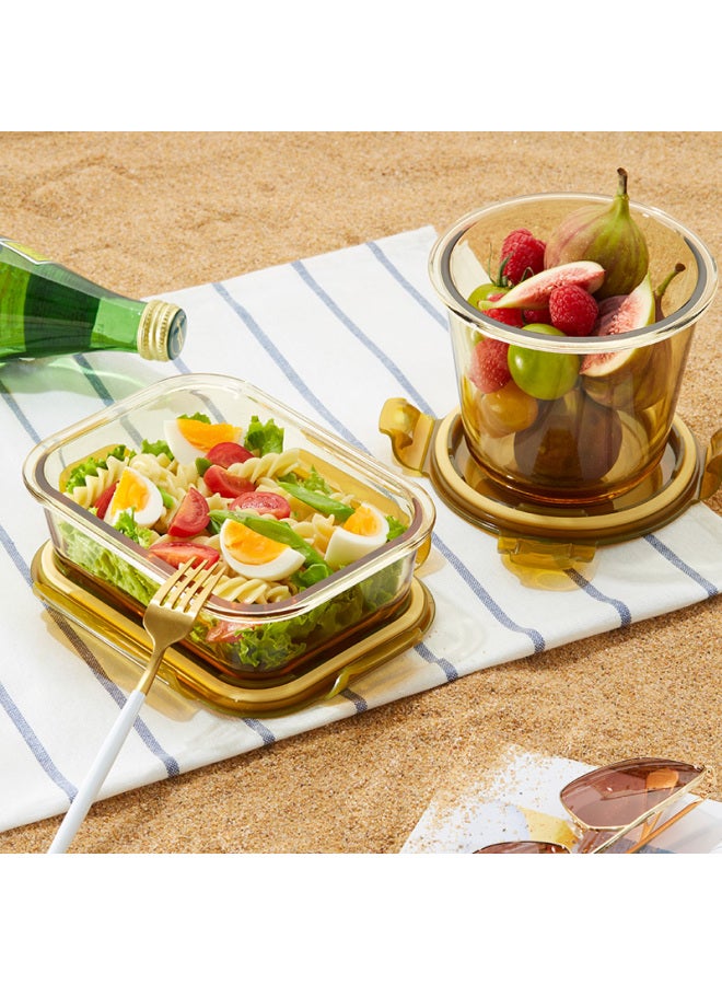 Visions Corning Amber-colored Food Storage Containers, Heat-resistant Glass Lunch Boxes, Microwave And Oven Safe, 3-piece Set, 600ml*2+700ml - Image 5