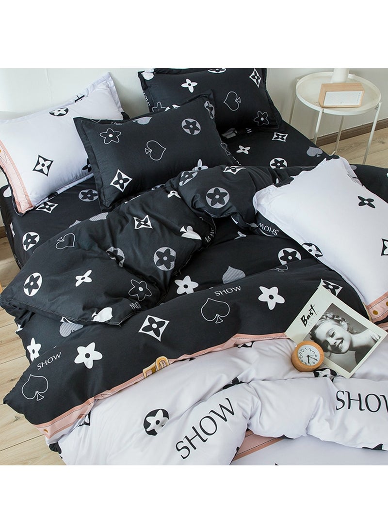 Sharpdo Four-piece bedding set microfiber soft quilt set with 1 quilt cover, 1 flat sheet and 2 pillowcases 1.8m bed（180*220cm）  - Image 4