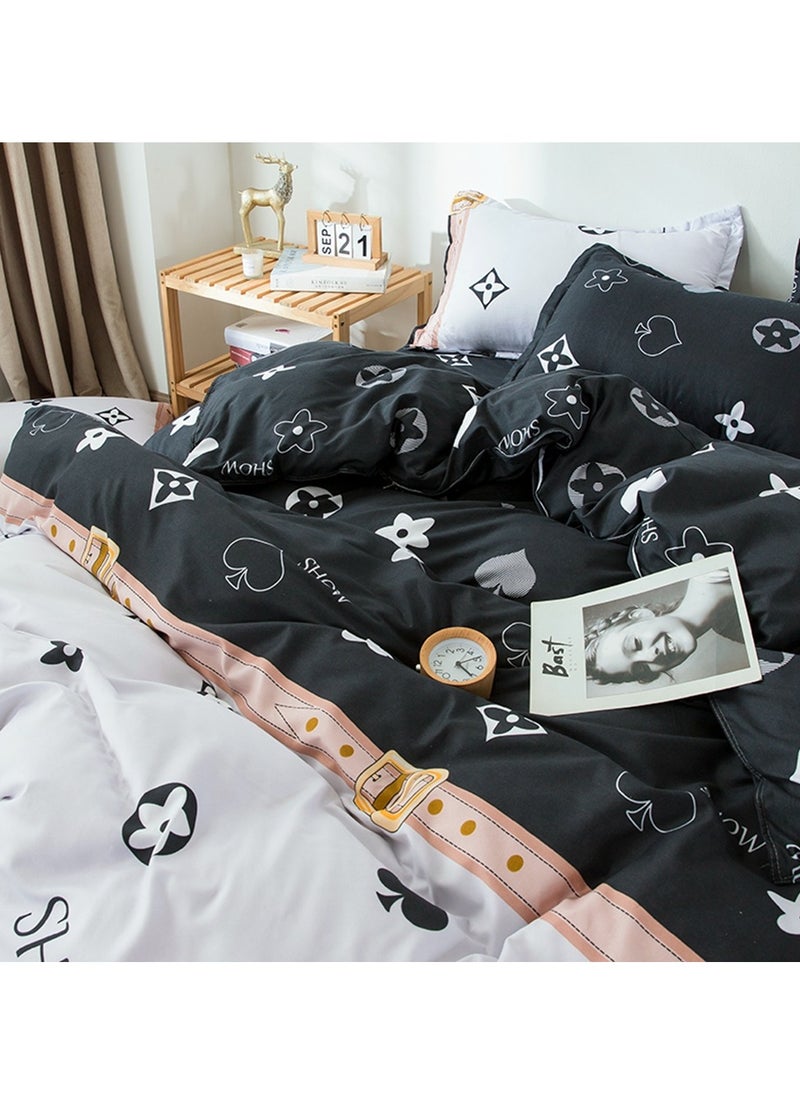 Sharpdo Four-piece bedding set microfiber soft quilt set with 1 quilt cover, 1 flat sheet and 2 pillowcases 1.8m bed（180*220cm）  - Image 5