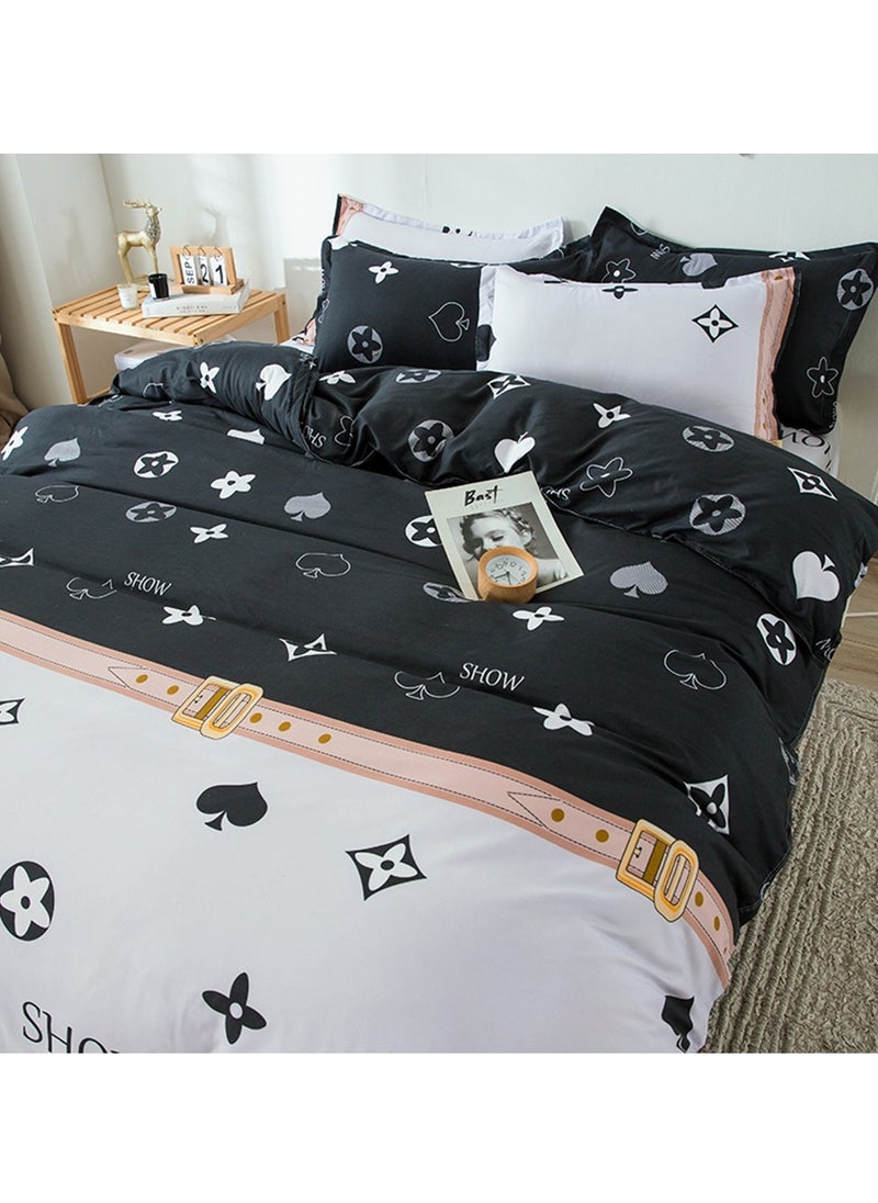 Four-piece bedding set microfiber soft quilt set with 1 quilt cover, 1 flat sheet and 2 pillowcases 1.8m bed（180*220cm）