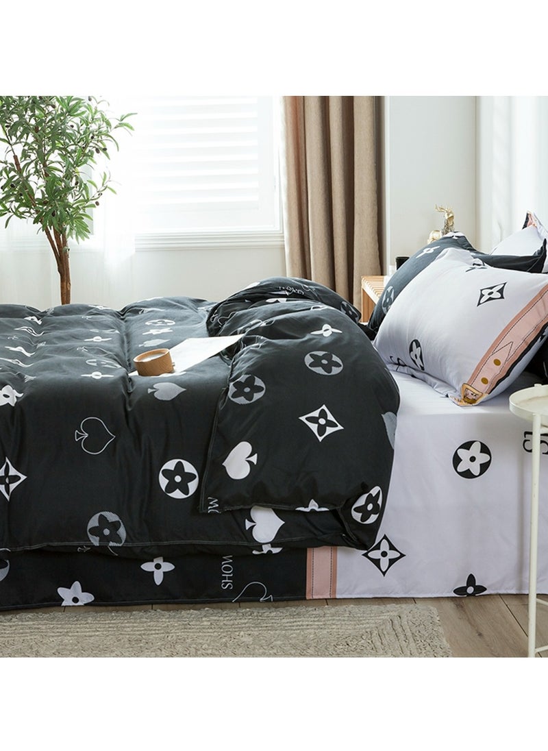 Four-piece bedding set microfiber soft quilt set with 1 quilt cover, 1 flat sheet and 2 pillowcases 1.8m bed（180*220cm）