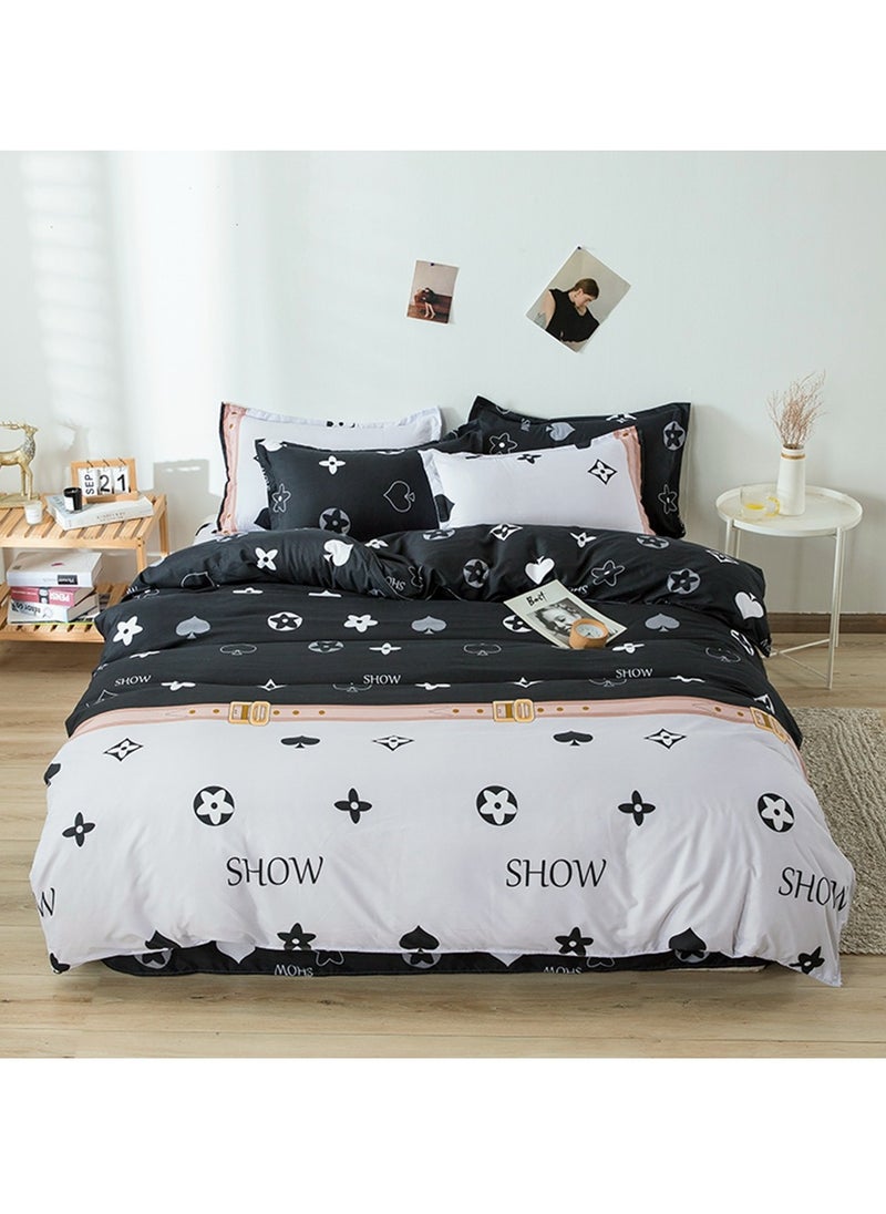 Sharpdo Four-piece bedding set microfiber soft quilt set with 1 quilt cover, 1 flat sheet and 2 pillowcases 1.8m bed（180*220cm）  - Image 1