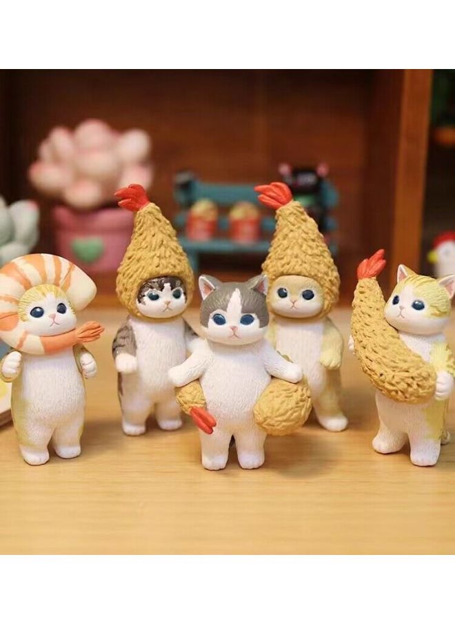 Generic - Eikoh Box Egg Mofusand Cat Shark Illustration Designer Shark Cat Collection Model Scene 5 Ornaments-Color:2 Generation Fried Shrimp Cat - Image 1