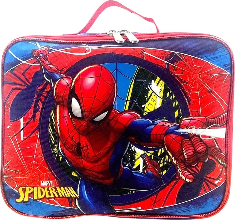 Ruz Spiderman Boy's 16 Inch Backpack With Removable Matching Lunch Box Set (Blue-Blue-Red) - Image 2